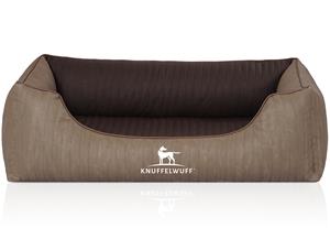 Knuffelwuff Orthopädisches Hundebett Outlander aus laser-gestepptem Kunstleder braun M-L