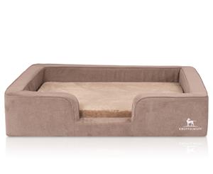 Knuffelwuff orthopädisches Hundebett mit Wendekissen aus Velours Bellamy braun M-L