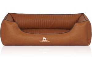 Knuffelwuff Orthopädisches Hundebett Chesapeake aus Laser gestepptem marmoriertem Kunstleder terracotta XL