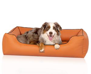 Knuffelwuff orthopädisches Hundebett aus Kunstleder Lovelock terracotta XXL