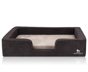 Knuffelwuff orthopädisches Hundebett mit Wendekissen aus Velours Bellamy schwarz XL