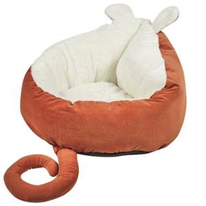 beliani Tierbett Orange Maus Form 50 x 45 cm aus weichem Samtstoff Hundekissen aus Polyester für Hunde, sowie Katzen Wohnzimmer Flur Schlafzimmer
