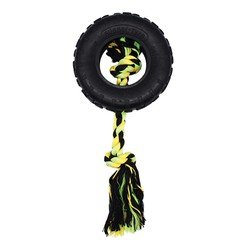 HAPPY PET Grrrelli tyre tugger zwart / groen 36X14X4 CM