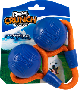 Chuckit Crunch Ball Duo Tug - Hondenspeelgoed - 30 cm Blauw Oranje