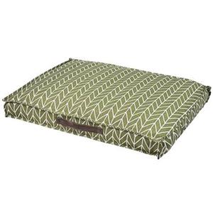 beliani Haustier Bett Grün mit braunem Griff aus Polyester Leinenoptik 70 x 50 cm Payas - Grün