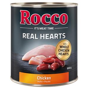 Rocco 6x800g Real Hearts Kip met hele Kippenharten  Hondenvoer