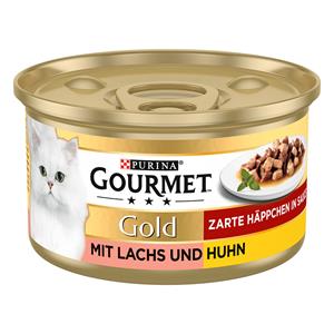 Gourmet 12x85g Gold Fijne Hapjes in Saus Zalm & Kip  Kattenvoer