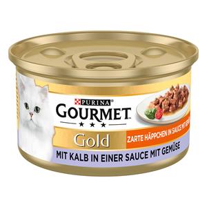 Gourmet Gold Fijne Hapjes in Saus Kattenvoer 12 x 85 g - Kalfsvlees en groenten
