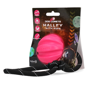 Dog Comets Ball Halley Met Touw - Hondenspeelgoed - Roze