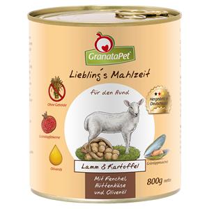 Voordeelpakket GranataPet Lievelings Maaltijd  24 x 800 g Hondenvoer - Lam & Aardappel met Venkel, Kwark & Olijfolie