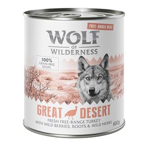 12x800g Great Desert Scharrelkalkoen Wolf of Wilderness Hondenvoer nat