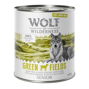 Wolf of Wilderness Senior Scharrelvlees 6 x 800 g Hondenvoer - Senior Green Fields - Lam & Kip