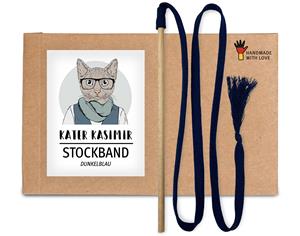 Kater Kasimir Premium Katzenspielzeug aus Buchenholz mit Baumwollband (dunkelblau)