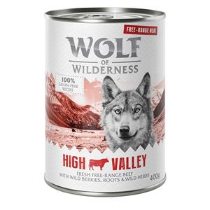 Voordeelpaket 24 x 400 g Wolf of Wilderness  - High Valley - Scharrelrund