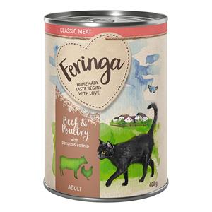 20 + 4 gratis! 24 x 400 g Feringa Classic Meat Menu Kattenvoer Rund & Gevogelte