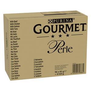 Gourmet Perle Duo - Land & Zee - Kattenvoer - Rund Kip Zalm 96x85 g