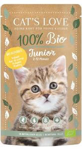 6x100g Cat's Love Organic Junior Gevogelte Kattenvoer Nat