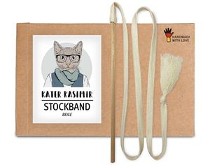Kater Kasimir Premium Katzenspielzeug aus Buchenholz mit Baumwollband (weiss)