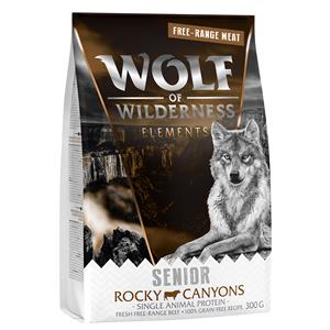 Wolf of Wilderness Probeer nu!  droogvoer voor honden Nieuwe: Senior Rocky Canyons - Scharrelrund (300 g)