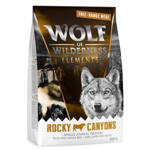 Wolf of Wilderness Probeer nu!  droogvoer voor honden Nieuwe: Rocky Canyons - Scharrelrund (300 g)