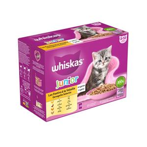 Whiskas Junior Selectie In Gelei Maaltijdzakjes Multipack - Kattenvoer - Kip Eend Kalkoen 12x85 g