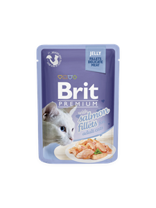 Brit Premium Jelly w/ Salmon Fillets for Adult Katten 85g