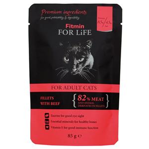 28x85g Fitmin Cat For Life Adult Rundvlees kattenvoer nat