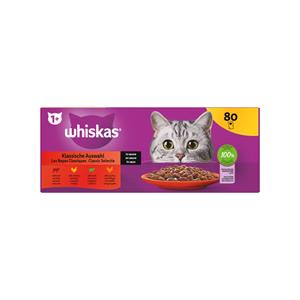 Whiskas 1+ Classic Selectie In Saus Maaltijdzakjes Multipack - Kattenvoer - 80x85 g