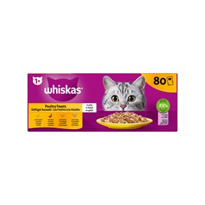 Whiskas 1+ Selectie In Gelei Maaltijdzakjes Multipack - Kattenvoer - Gevogelte 80x85 g