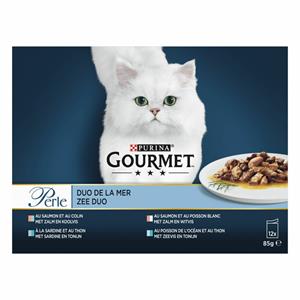 Gourmet Perle Zee Duo - Kattenvoer - Zalm Sardines Zeevis 12x85 g