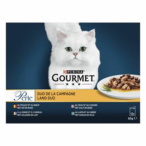 Gourmet Perle Land Duo - Kattenvoer - Kip Kalf Kalkoen 12x85 g