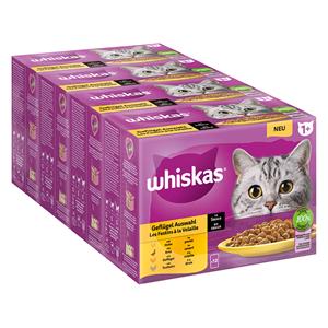 Jumbopack Whiskas 1+ Adult Maaltijdzakjes 96 x 85 g - Gevogelte-selectie in saus