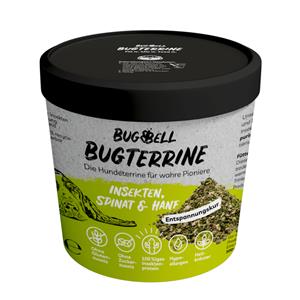 BugBell 100g  BugTerrine Adult Insecten, Spinazie & Hennep hondenvoer nat