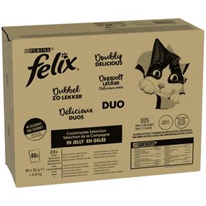 Felix Elke Dag Feest Kattenvoer Voordeelpakket 80 x 85 g - Rund, Gevogelte, Kip, Nieren, Kalkoen, Lever, Eend & Lam in gelei (80 x 85 g)