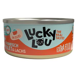 Voordeelpakket: 36x70g Lucky Lou Extrafood Filet in Bouillon Tonijn & Zalm nat kattenvoer
