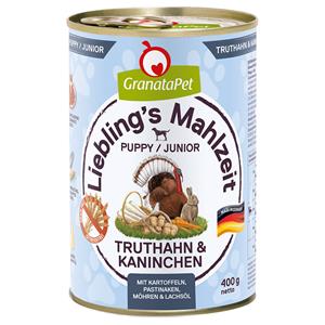 Granatapet Liebling's Mahlzeit 6 x 400 g Hondenvoer - Junior Kalkoen & Konijn