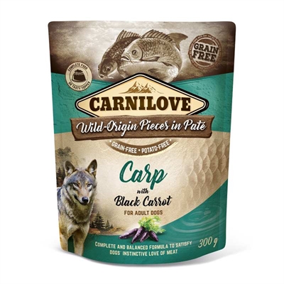 vandermeer CARNILOVE DOG POUCH KARPER / ZWARTE WORTEL 12X300 GR
