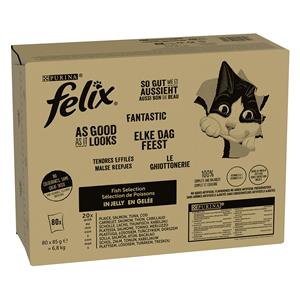 Felix Zo Goed Als Het Eruit Ziet Kattenvoer Voordeelpakket 80 x 85 g - Tonijn, Zalm, Kabeljauw, Koolvis (80 x 85 g)