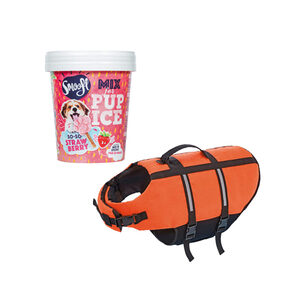 Nobby Schwimmweste - XL - Orange + Smoofl Ice Mix Pups - Erdbeere