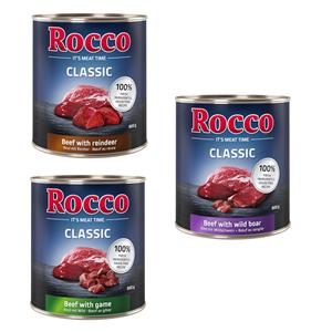 Rocco Classic Probeermix 6 x 800 g Hondenvoer - Wild-Mix: Rund/Wild, Rund/Rendier, Rund/Wild Zwijn