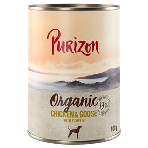 Purizon Organic 6 x 400 g Hondenvoer - Kip en gans met pompoen