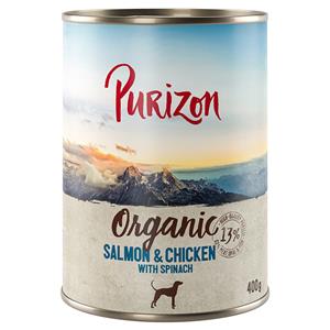 Purizon Organic 6 x 400 g Hondenvoer - Zalm en kip met spinazie