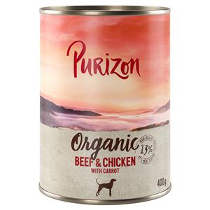 Purizon Organic 6 x 400 g Hondenvoer - Rund en kip met wortel