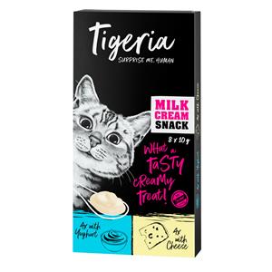 Tigeria 8x10g Milk Cream Mix Milk Cream met Yoghurt & Kaas  Kattensnacks