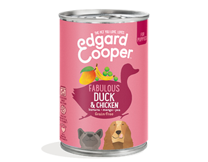 Edgard&Cooper Edgard & Cooper, graanvrije blikken met eend en kip voor puppies - 400g