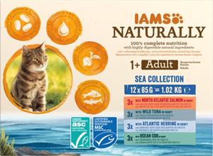 Iams Adult Sea Collection - Kattenvoer - Zalm - Tonijn - Gravy - 12x85 gram