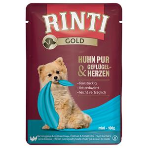 RINTI Gold 10 x 100 g Hondenvoer - Kip Puur & Gevogeltehart