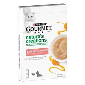 Gourmet Nature's Creations Puree met Zalm en een vleugje Wortel kattensnacks 5x10gr