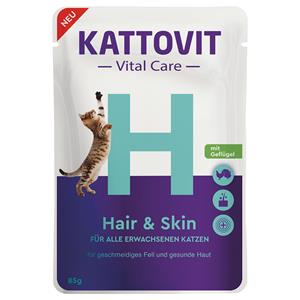 Kattovit Vital Care 6x85g  Hair & Skin Pouches met Gevogelte nat kattenvoer