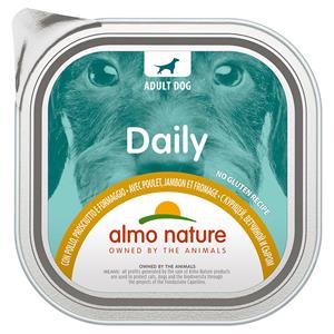 Voordeelverpakking: 18x300g Almo Nature Daily met kip, ham en kaas nat hondenvoer